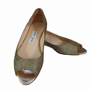 𝅺jimmy CHOO Gold Glitter Ballerina flats shoes